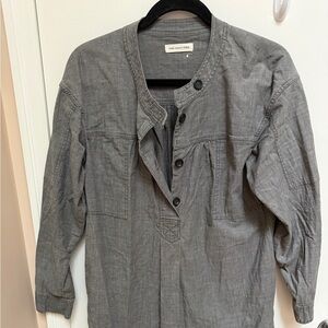 Isabel Marant Étoile Chambray Utility Tunic Top Grey Button Front Size L